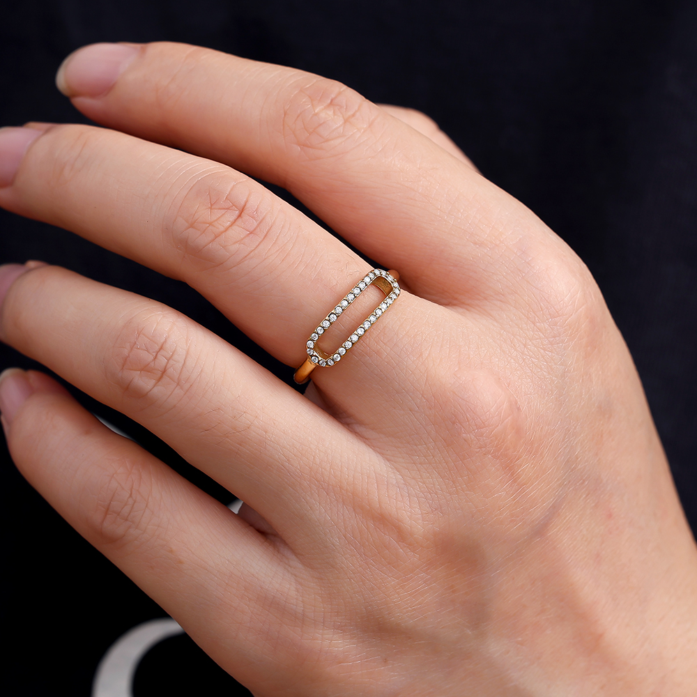 Like Mouth Diamond Edelstahl Ring 