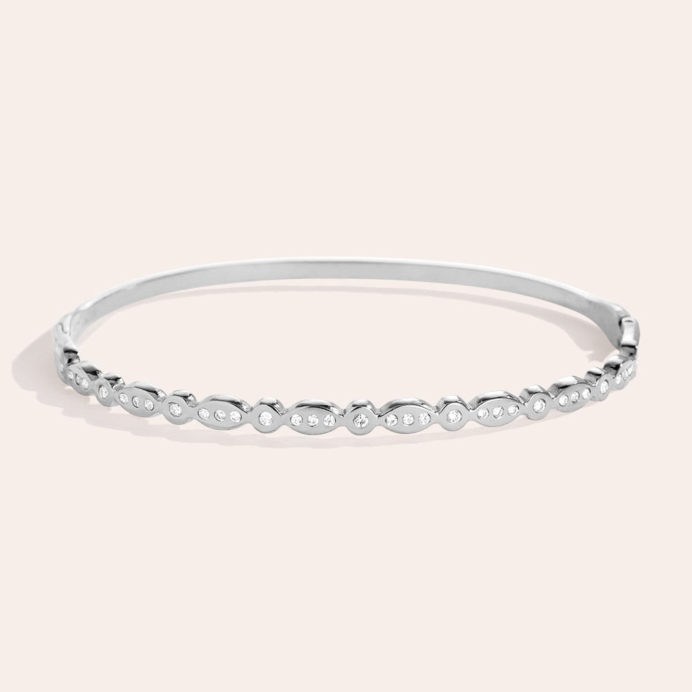 6.35cm Diameter Mini Diamond Dots Edelstahl Armreif     