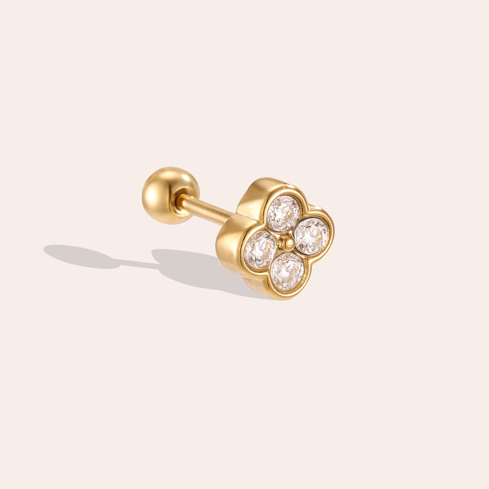 Edelstahl Piercing 5mm Mini Zirkonia Blume