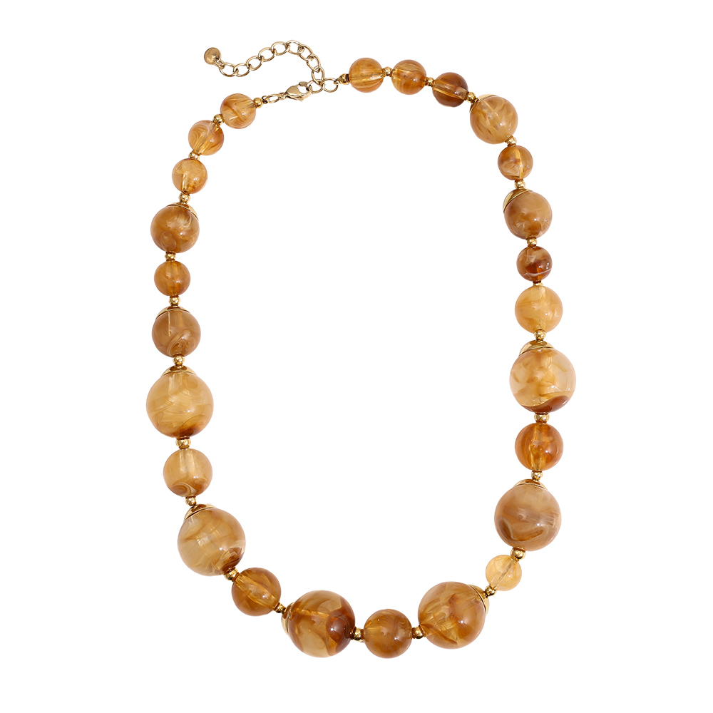49cm Nice Resin Balls Edelstahl Halsketten  