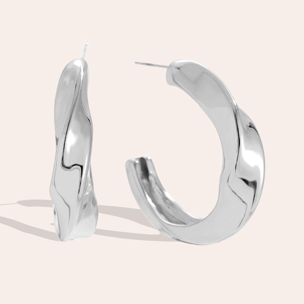 35mm Classic Twist Half Hoop Edelstahl Ohrringe         