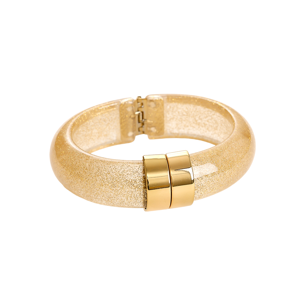 Glitter Round Chunky Resin Edelstahl Armreif       