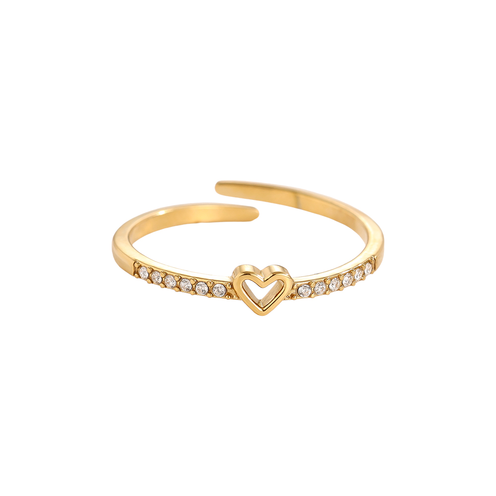 Small Heart In Diamonds Edelstahl Ring    
