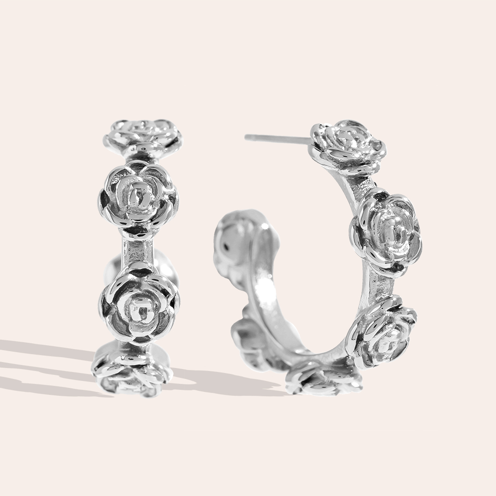 22mm Rose Hoop Edelstahl Ohrringe 