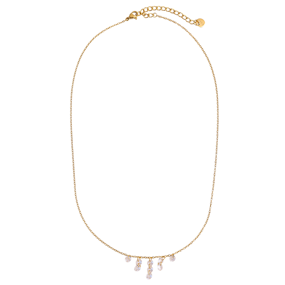 40cm Kristall Zirkonia Edelstahl Halskette