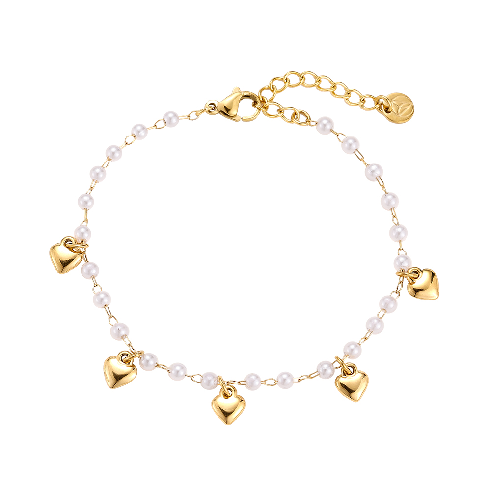 15cm Pearl Heart Edelstahl Armband