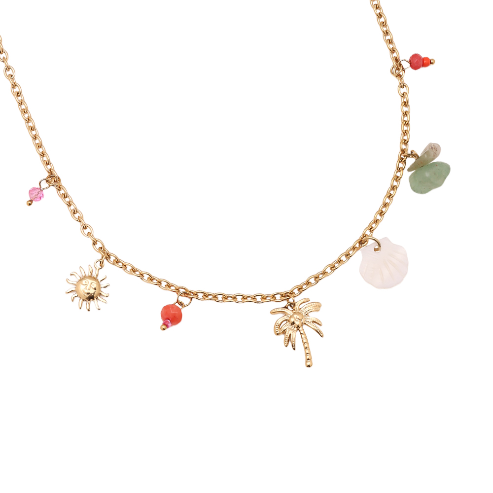 40cm Sommerstil Edelstahl Halskette   