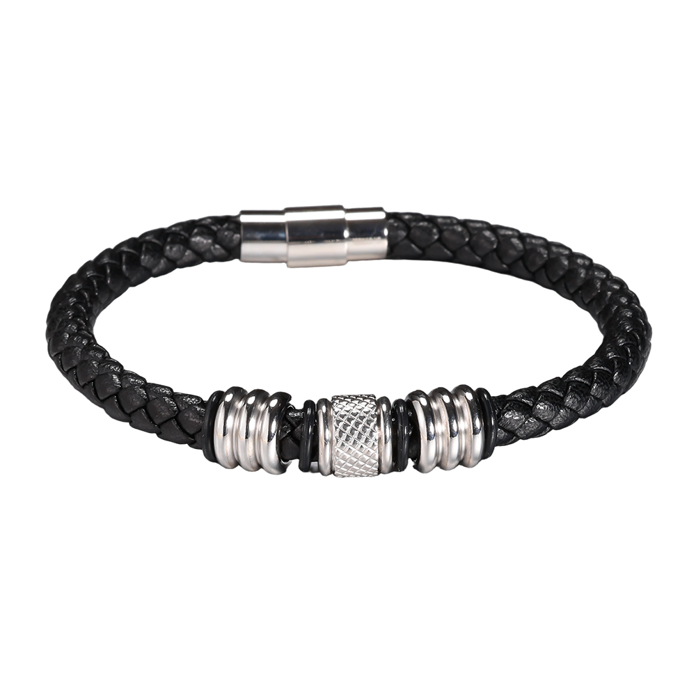  Edelstahl Armband PU Klassiker Braid