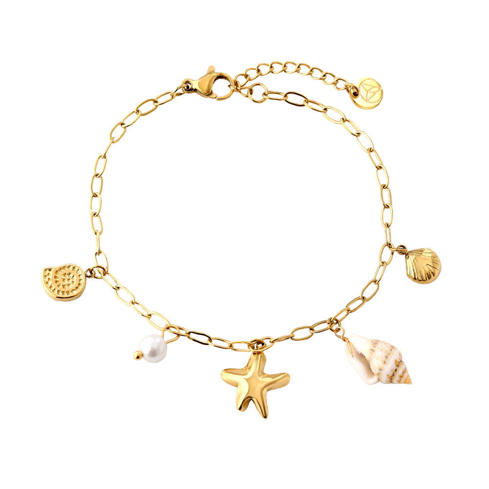 17cm Many Sea Life With Pearl Edelstahl Armband   