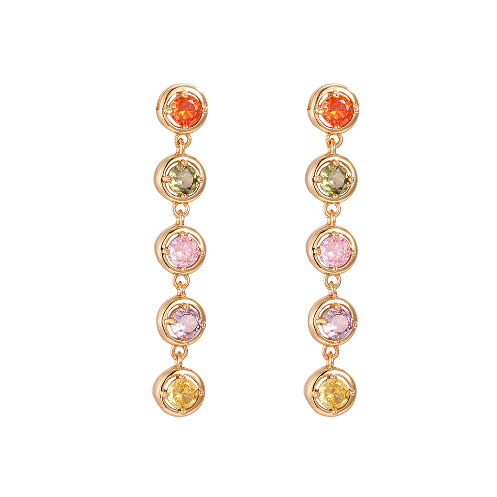 Vergoldete Ohrringe 44mm viele bunte Zirkonia
