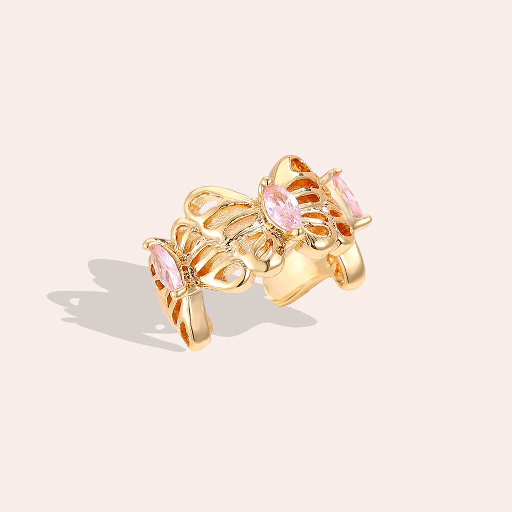 15mm Schmetterling Zirkonia Vergoldete Ohrringe