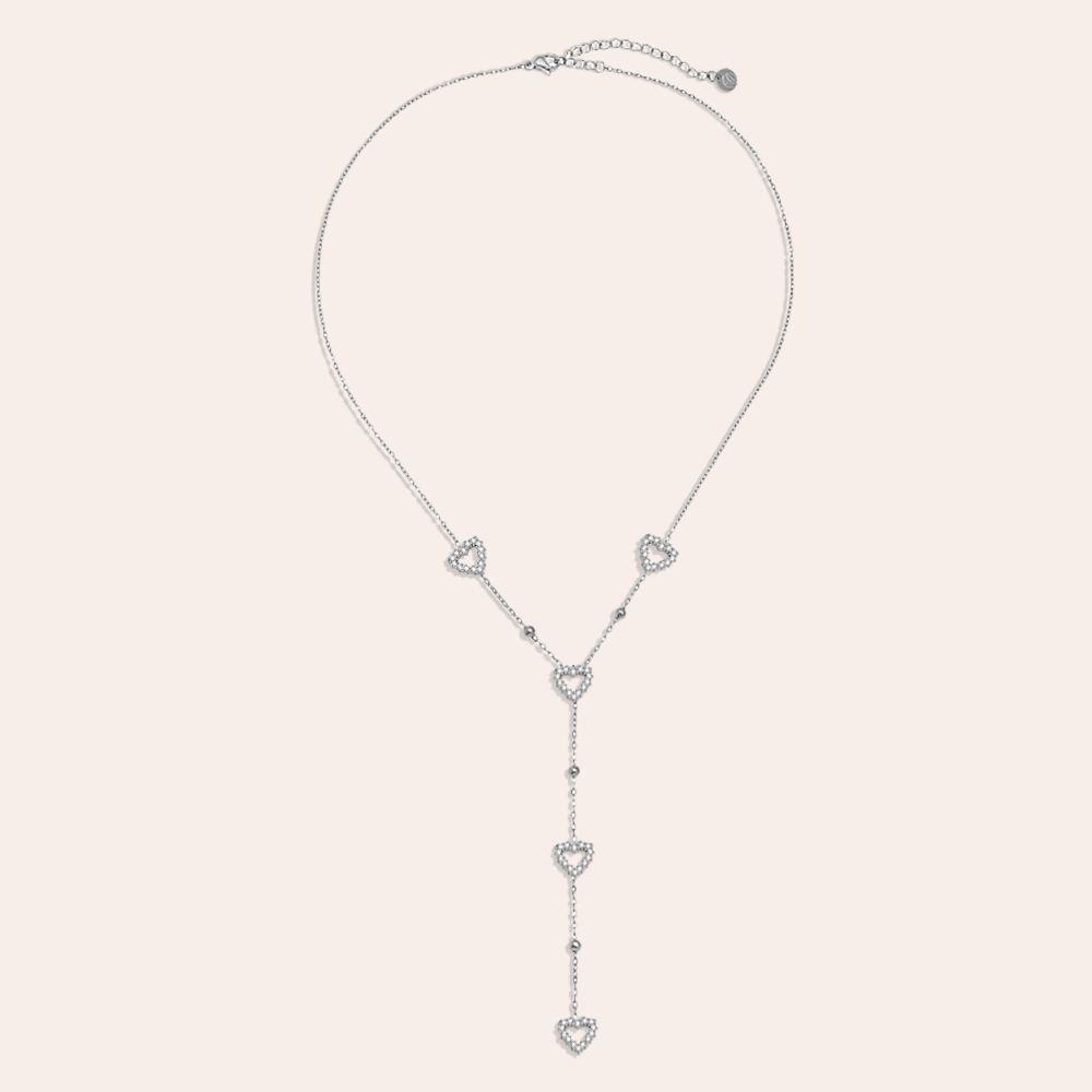 39cm Nice Diamond Heart Edelstahl Halskette       