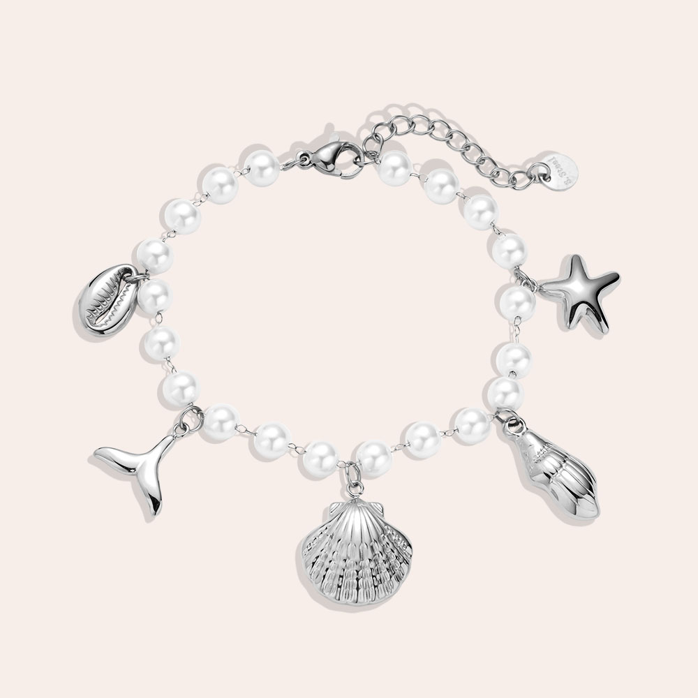 16cm Ocean And Pearl Chain Edelstahl Armkette 16cm Ocean And Pearl Chain Edelstahl Armkette