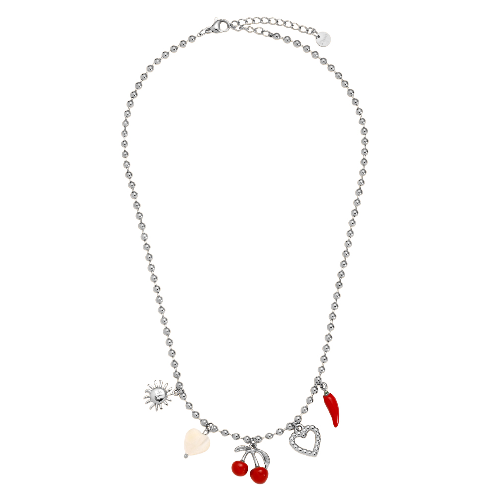 40cm Many Nice Charms Edelstahl Halskette     