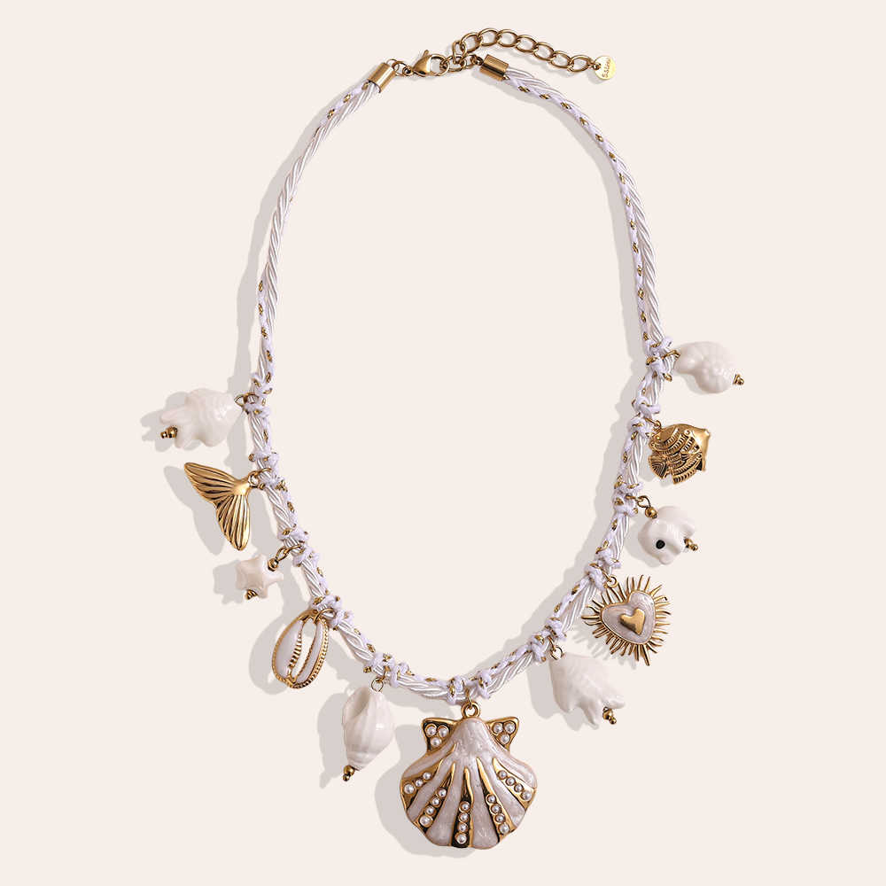 40cm weißer Ozean-Stil Edelstahl Halskette       