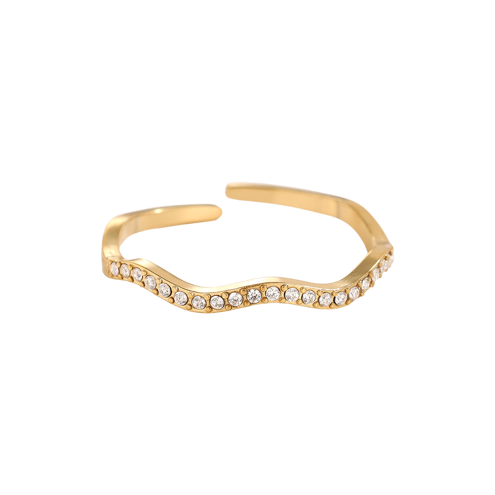 Verstellbarer Wellen Zirkonia Edelstahl Ring