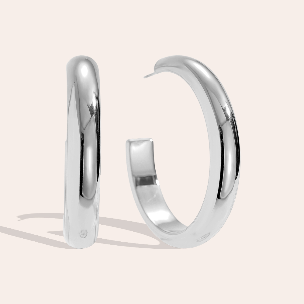 4cm Casual Half Hoop Edelstahl Ohrringe     