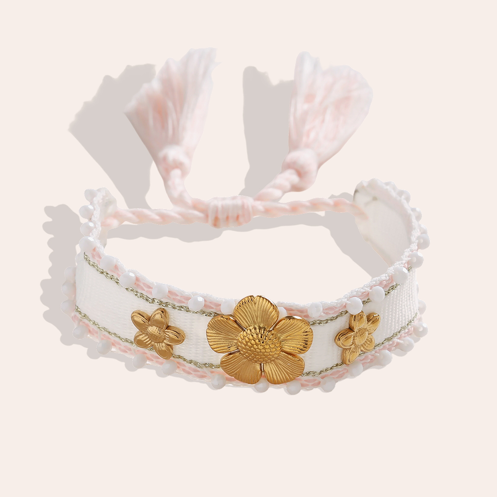 Blumen auf einem Polyesterbeutel Edelstahl Armband    