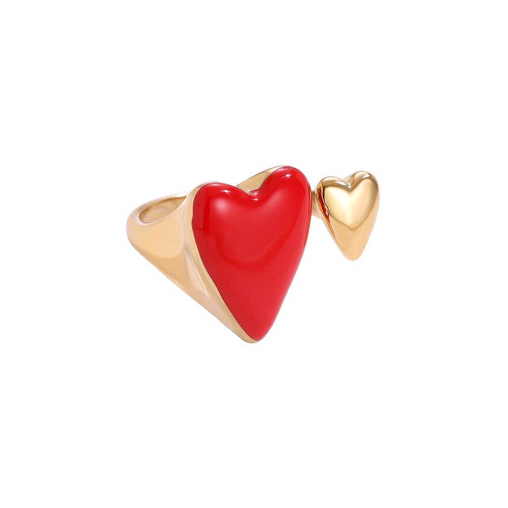 Sweet Red Heart Edelstahl Ring       