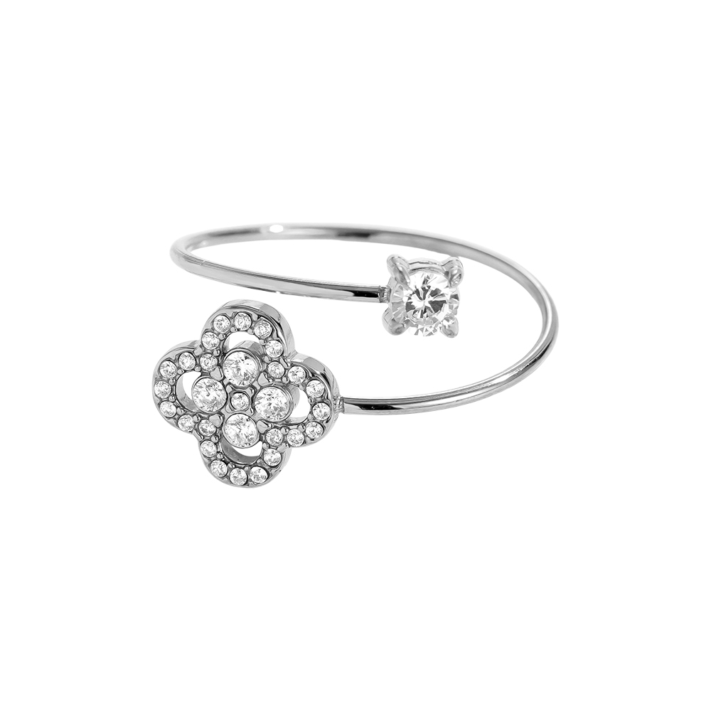 Diamond Lucky Flower Hug Edelstahl Ring      