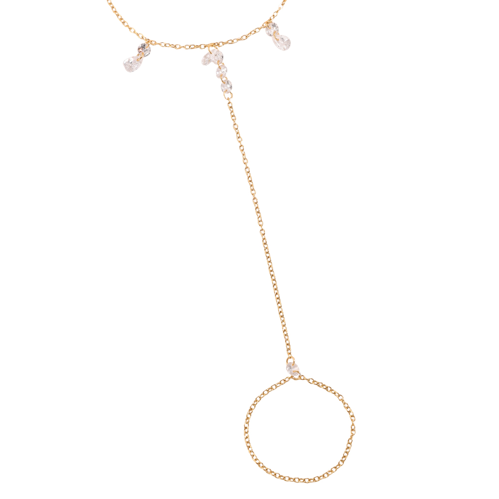 17cm Schöne Zirkone Handkette Edelstahl Armband     