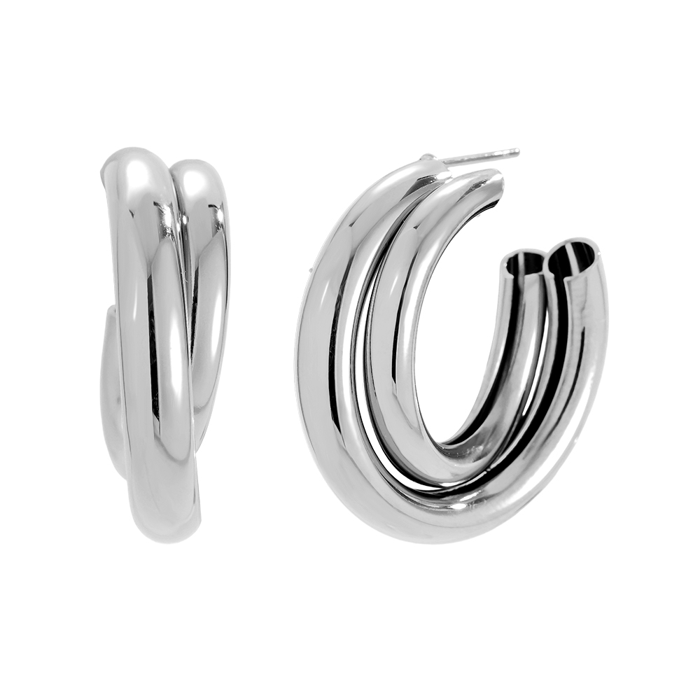 28mm Two Hoop Edelstahl Ohrringe    