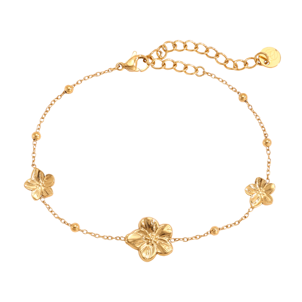 Edelstahl Armband 16cm drei Blüten