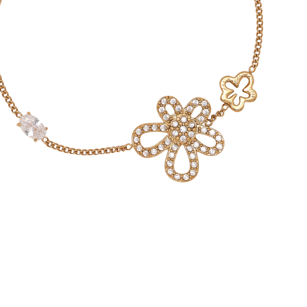 17cm Cool Diamond Flower Edelstahl Armkette  