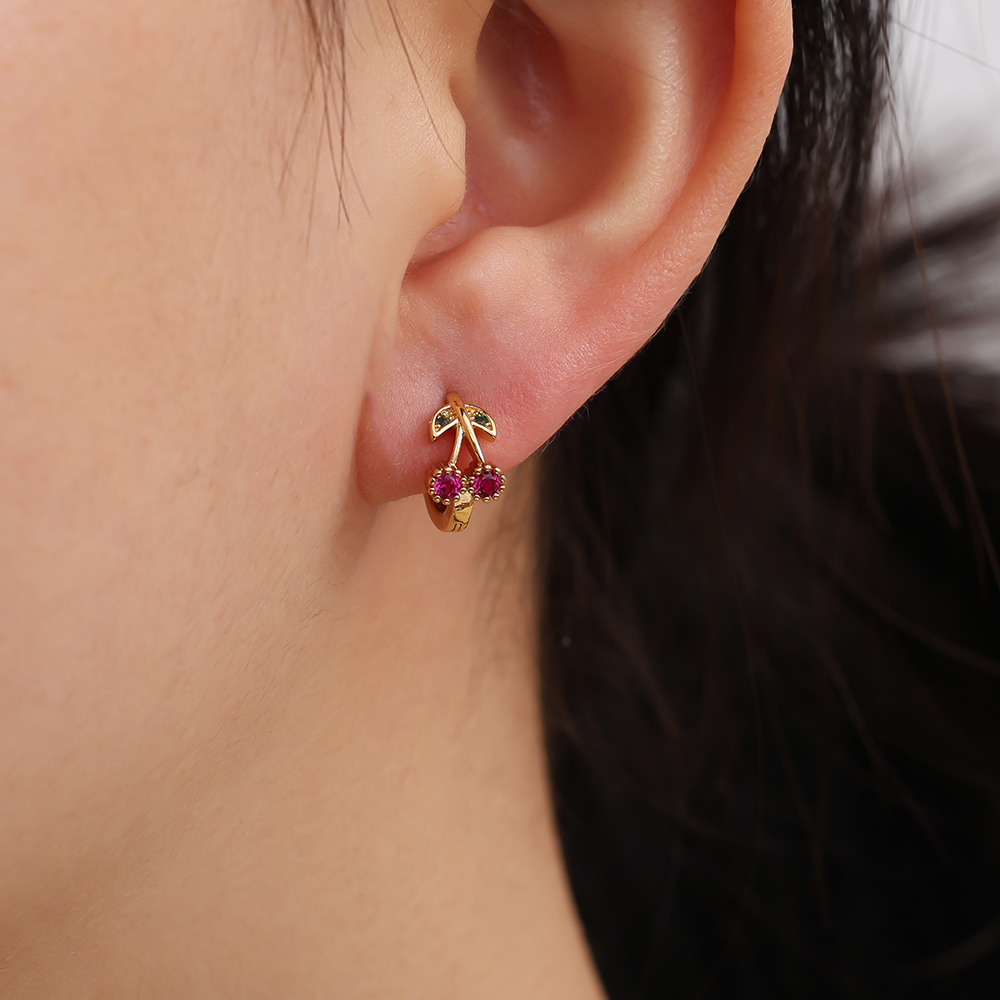 12mm Mini Diamond Cherry Hoop Vergoldete Ohrringe       