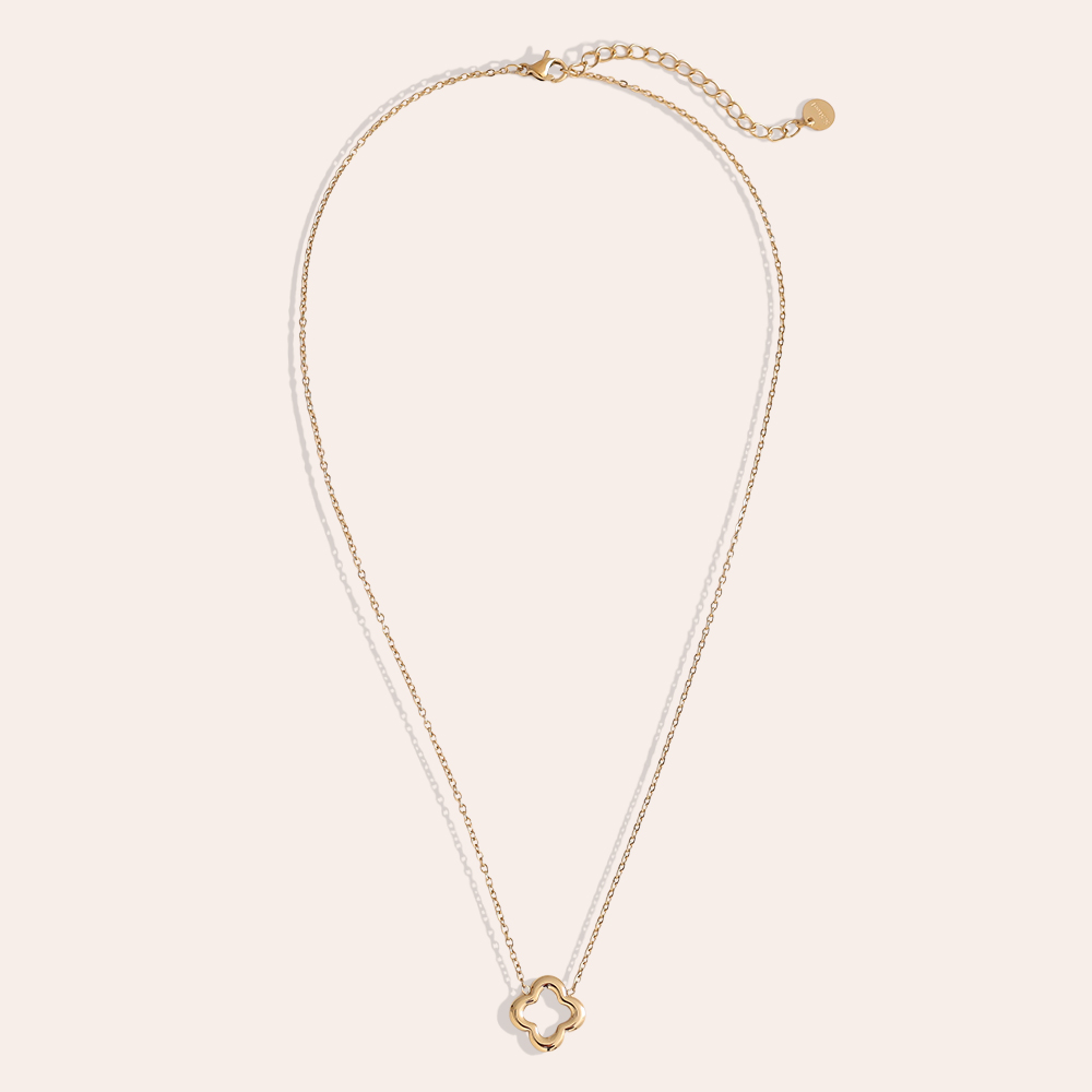 40cm Glückskleeblatt Edelstahl Halskette     