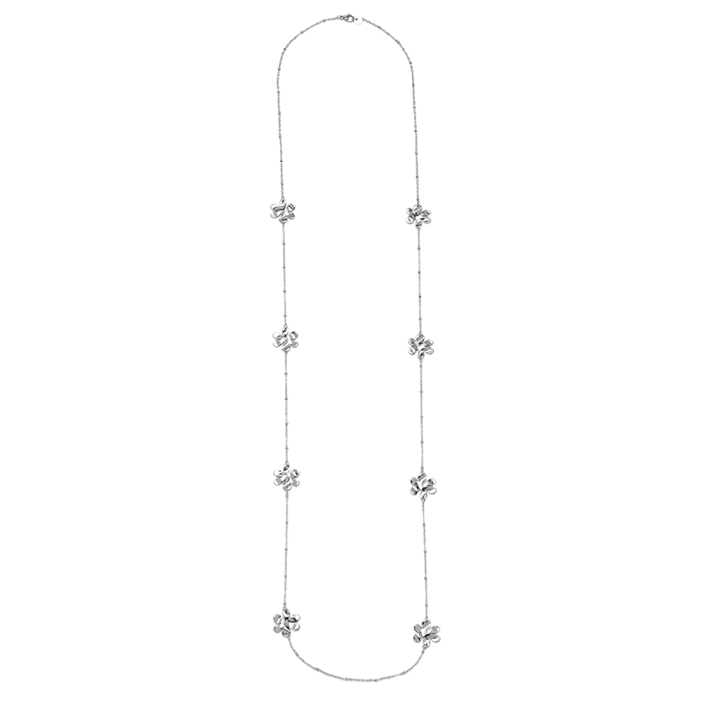Edelstahl Halskette 100cm viele Blumen