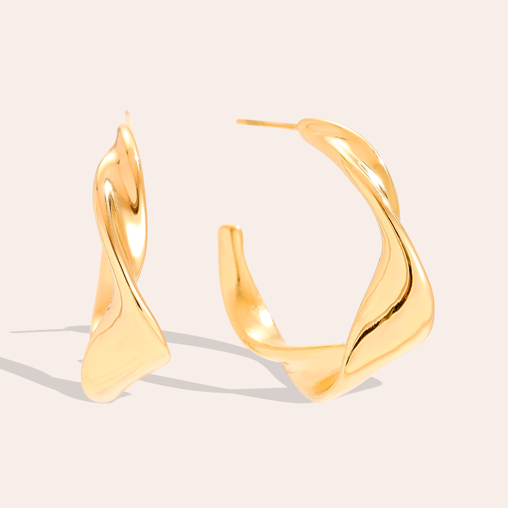 3cm Twist Half Hoop Edelstahl Ohrringe         