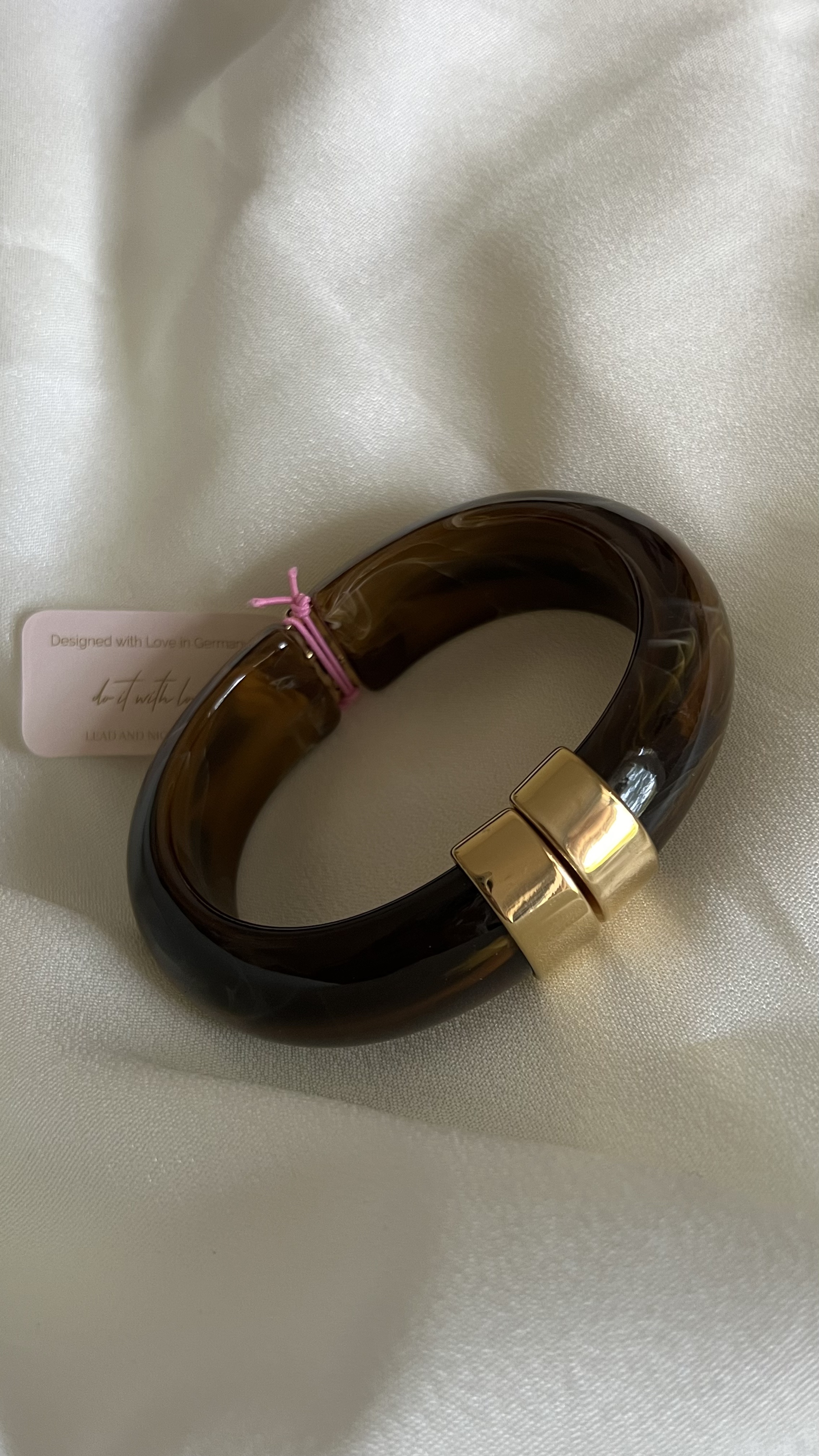 Round Chunky Resin Edelstahl Armreif  