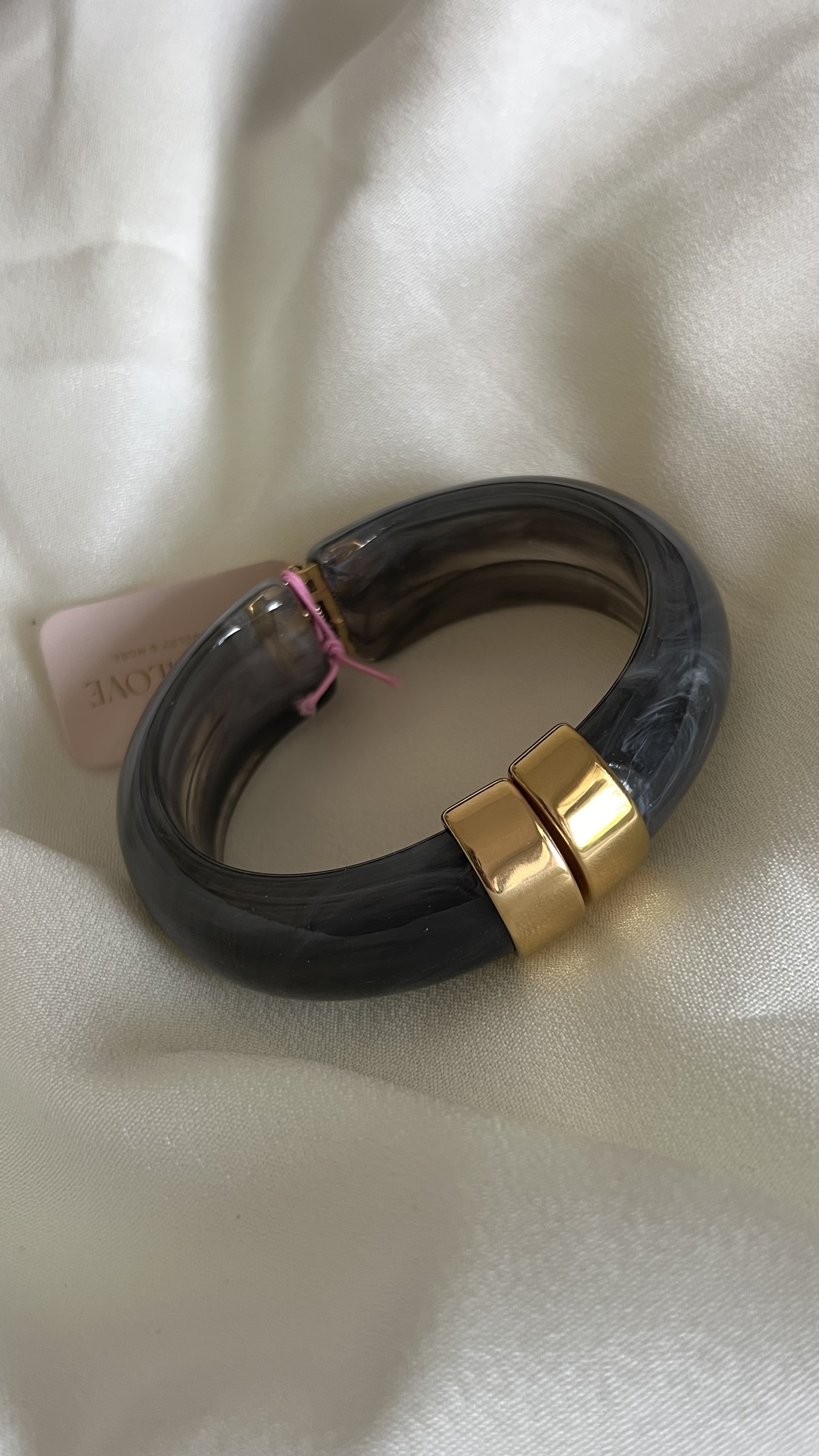 Round Chunky Resin Edelstahl Armreif  