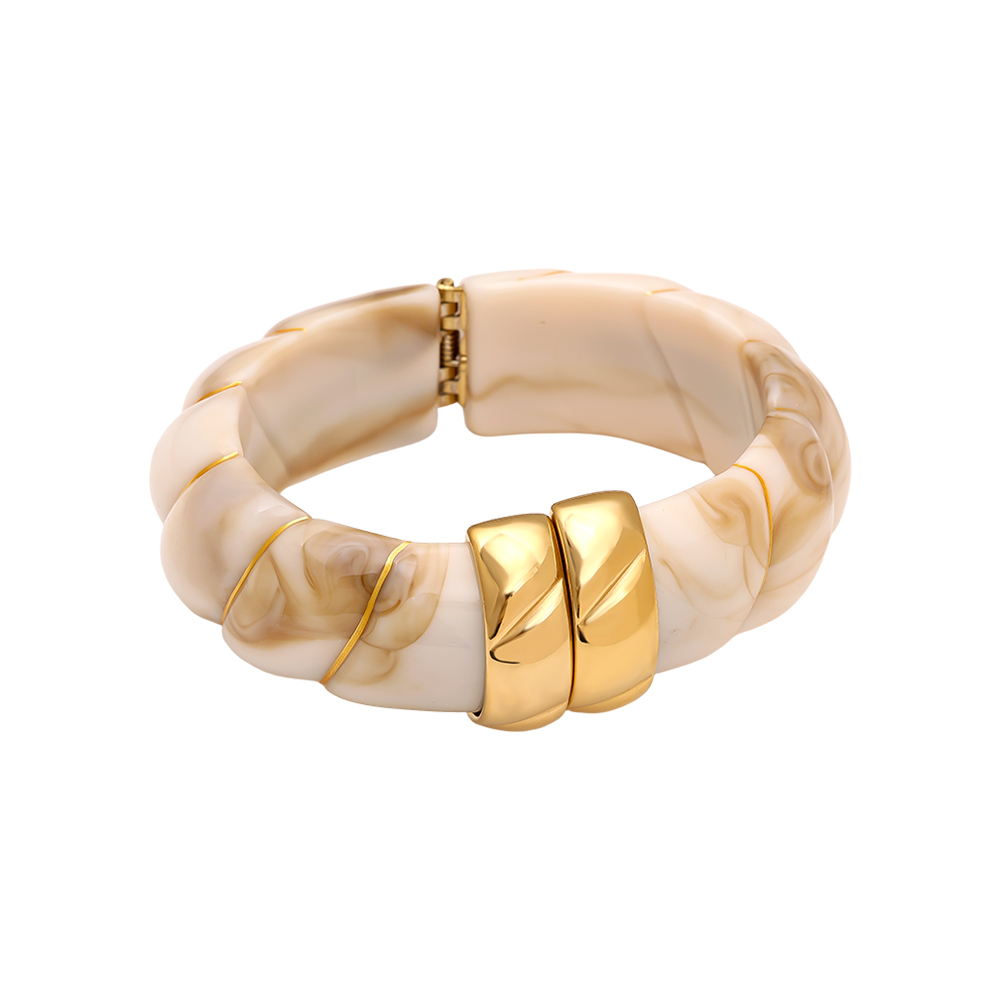 Cloud Round Chunky Resin Edelstahl Armreif    