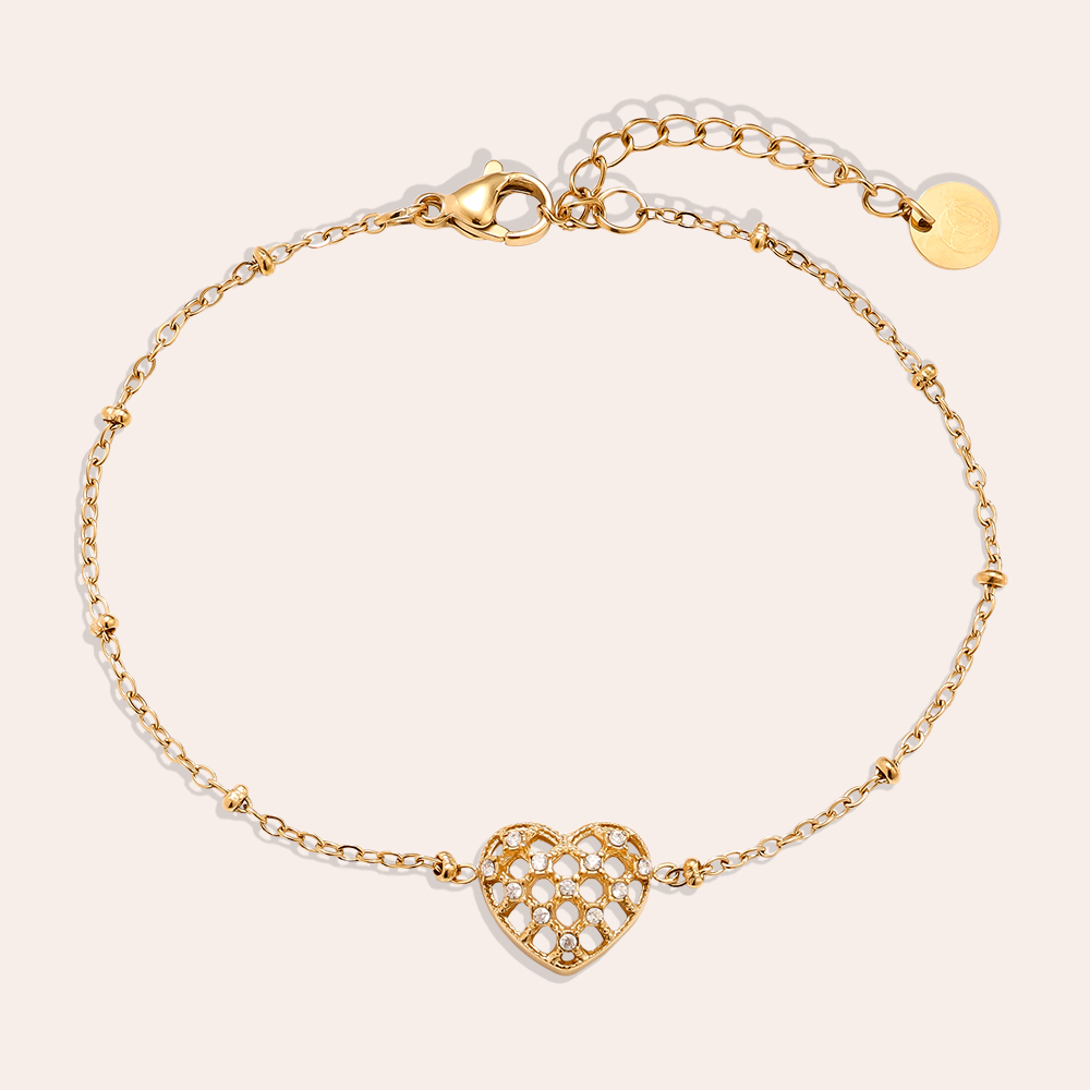 17cm Pretty Diamond Heart Edelstahl Armkette   