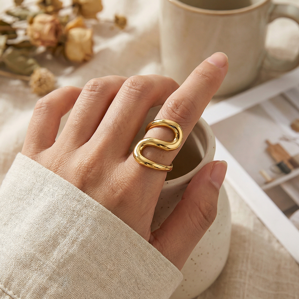 Edelstahl Ring Verstellbarer S-förmig