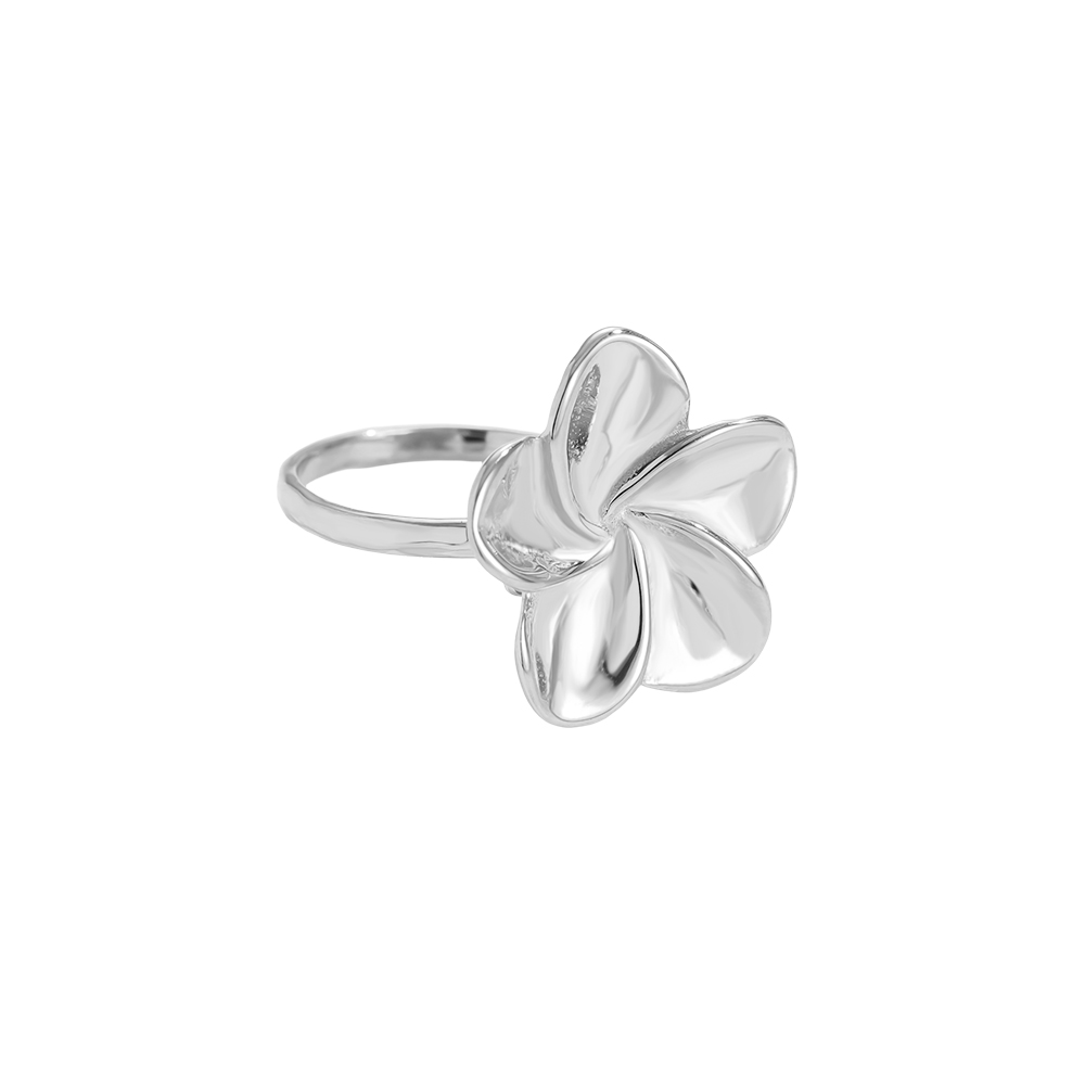 Verstellbarer einfache Blume Edelstahl Ring     