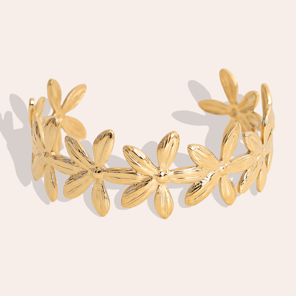 Verstellbarer vielen Blumen Edelstahl Armreif     