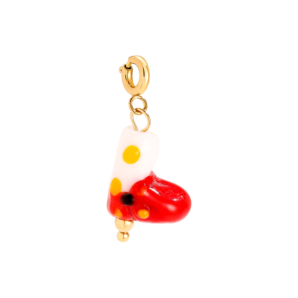1.3*2cm Spring Clasp Xmas Orange Point Boot Edelstahl Pendant       
