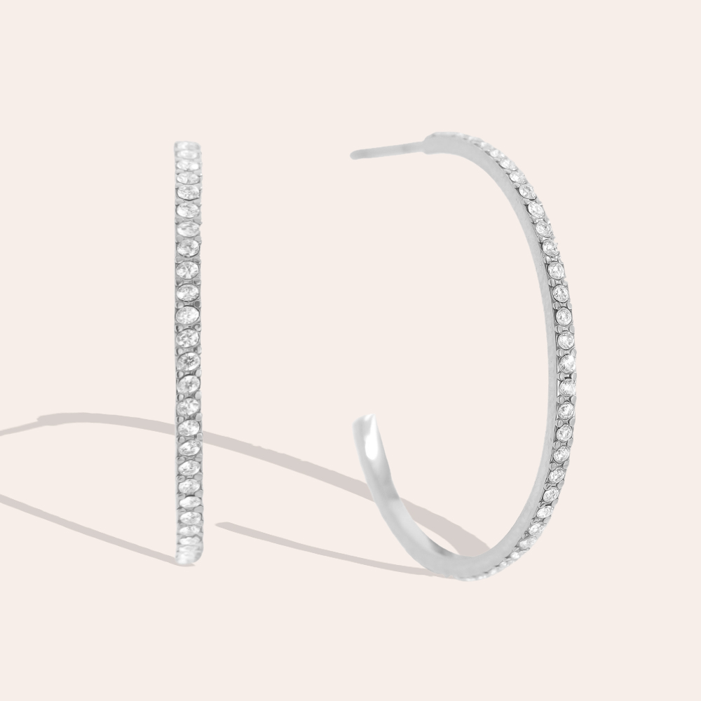 30mm Simple Diamond Half Hoop Edelstahl Ohrringe   