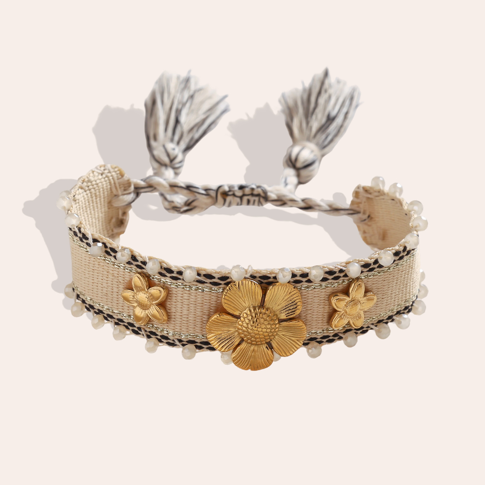 Blumen auf einem Polyesterbeutel Edelstahl Armband    