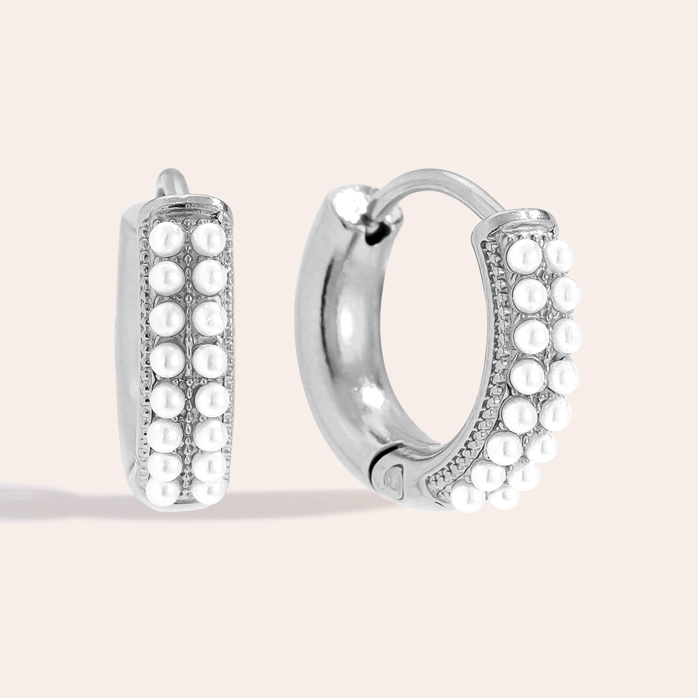 1.4cm Dobble Pearl Line Edelstahl Ohrringe        