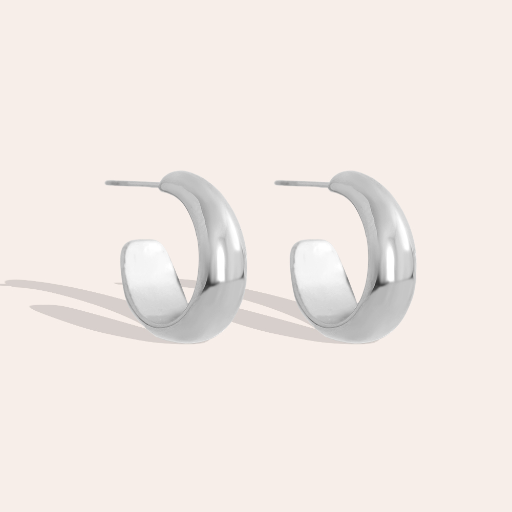 Edelstahl Ohrringe 2cm Simple Half Hoop
