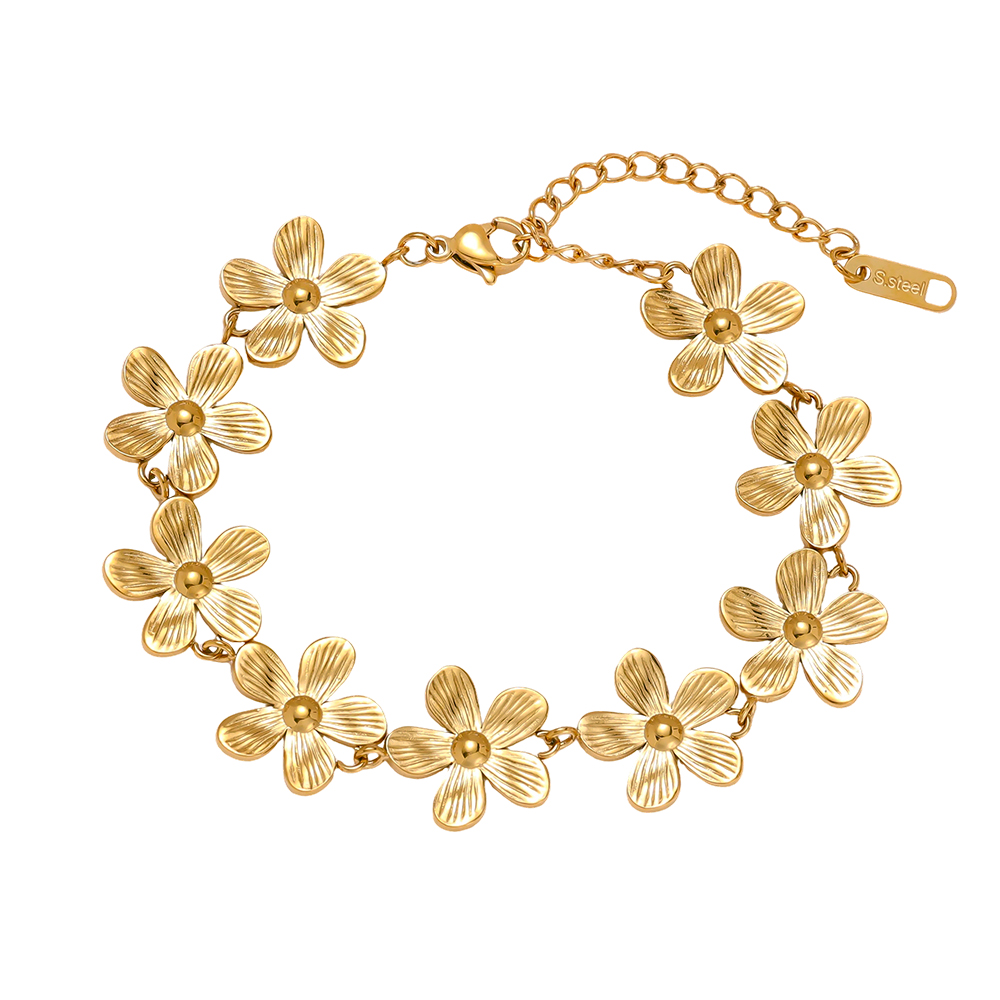 17cm goldenen Blumen Edelstahl Armband  
