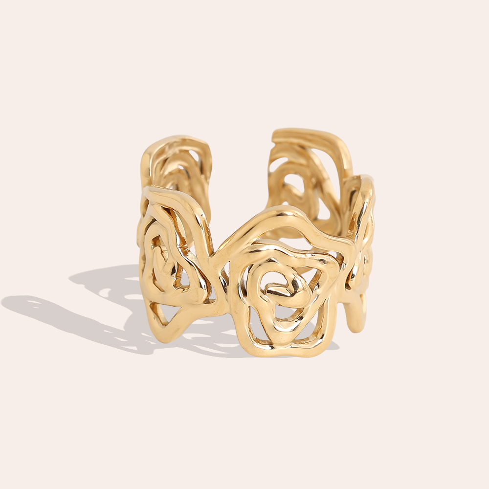 Verstellbarer Rosenglanz Edelstahl Ring    