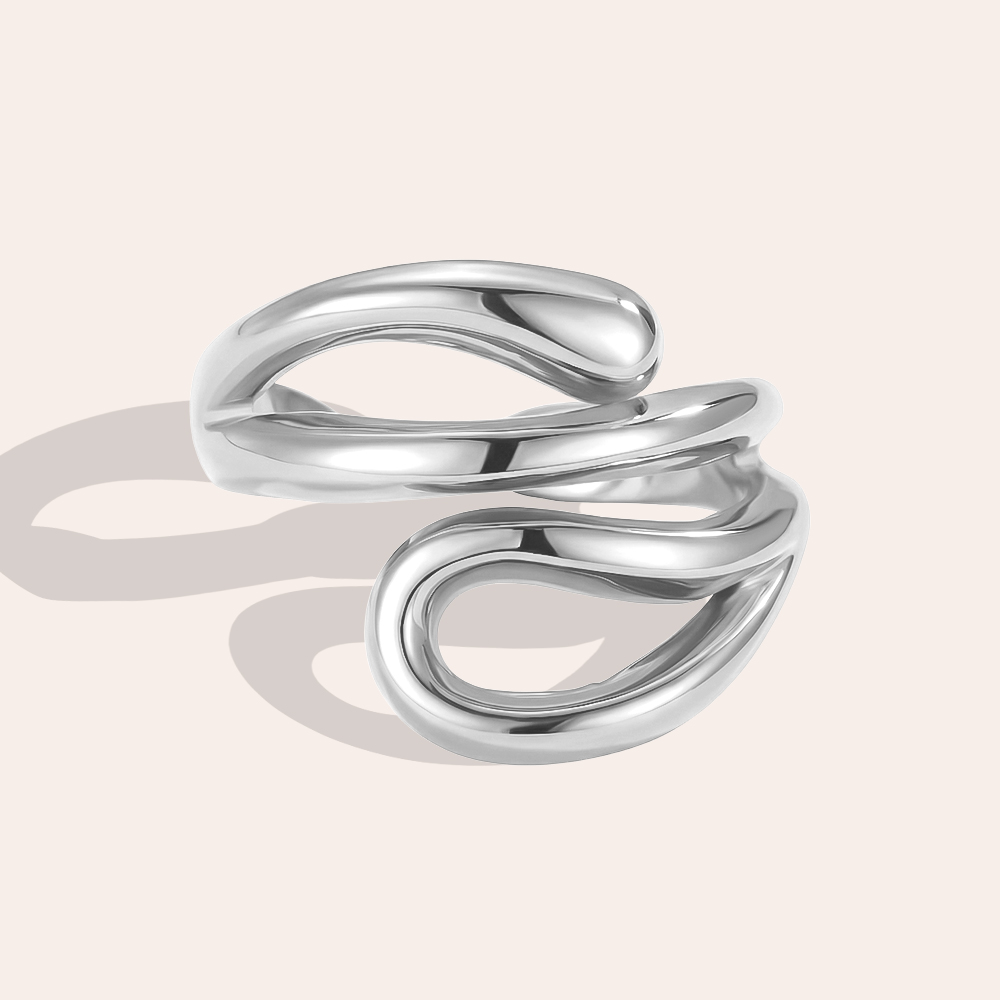 Edelstahl Ring Verstellbarer Schlangenartige Form