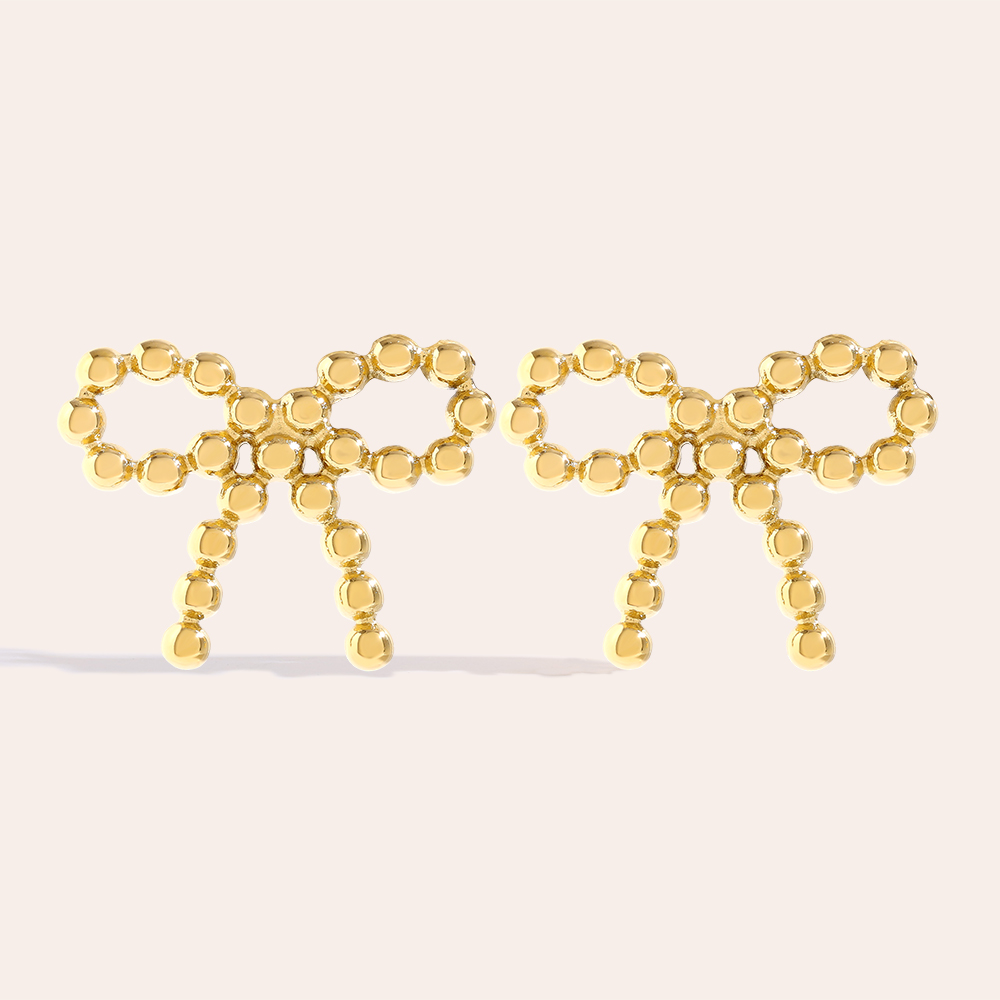 Dot Bowtie Edelstahl Ohrringe   