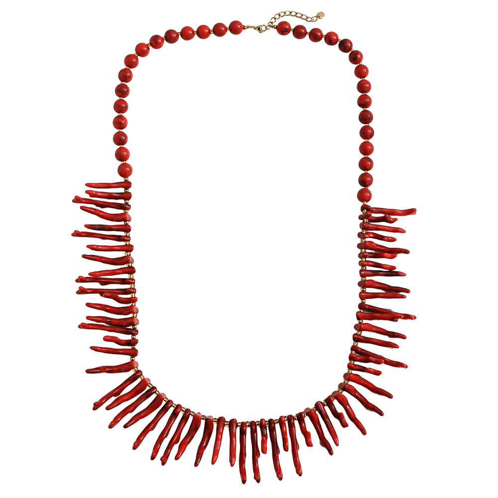 86cm Acryl Fischgrätenform Edelstahl Halskette     