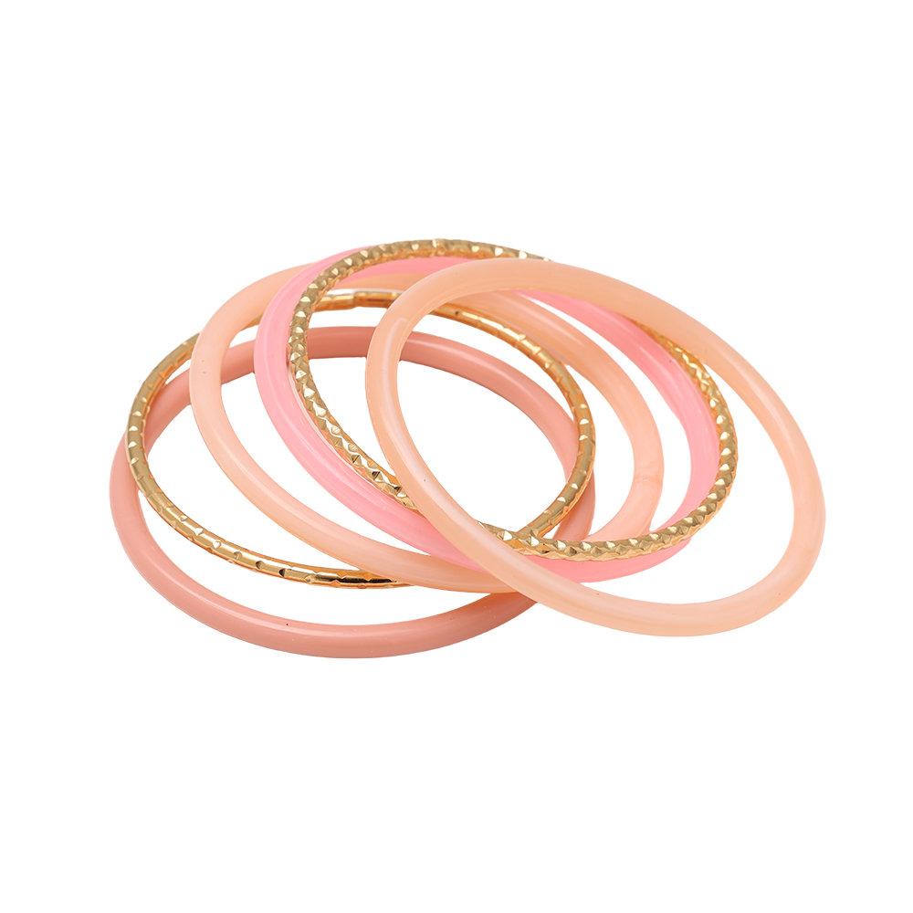 6.5cm Width 6er Resin Edelstahl Armreif Set